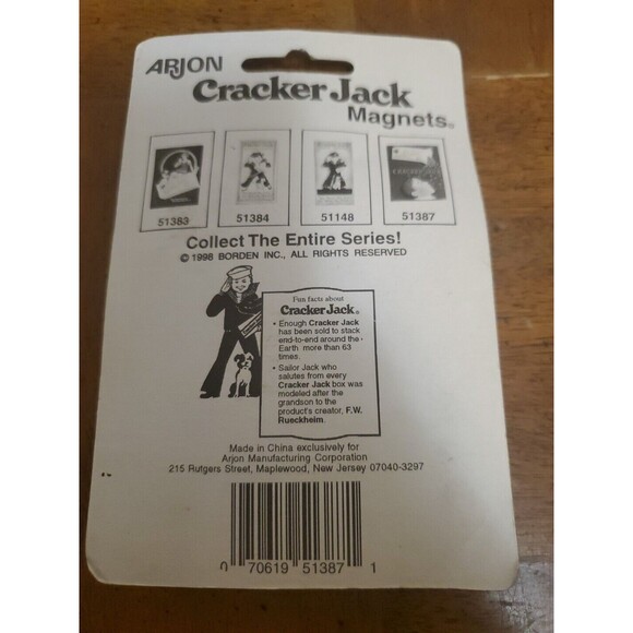 CRACKER JACK Kid Eating 10 Cent Box No 51387 Box Advertisement Magnet Vintage - Picture 2 of 4